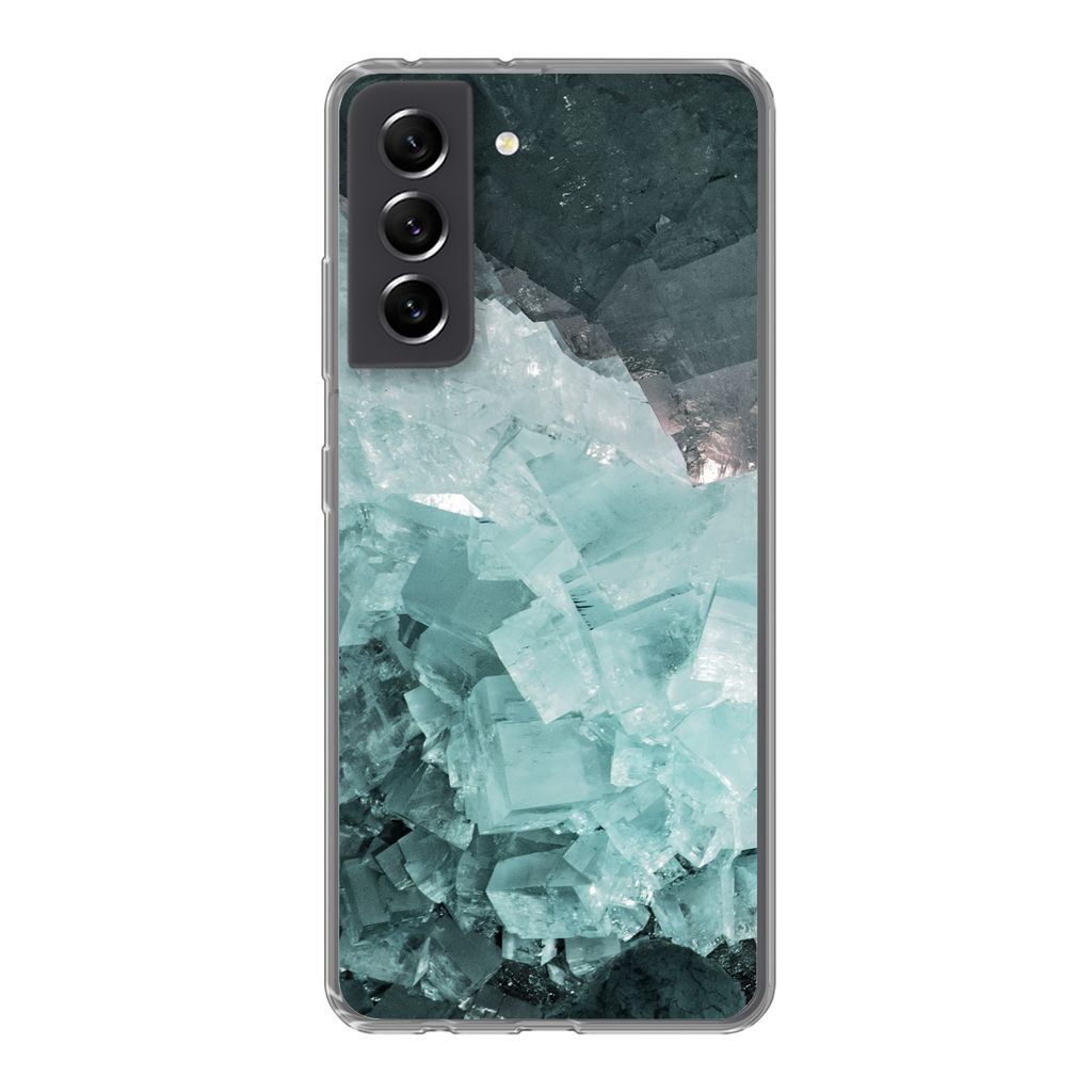 MuchoWow Handyhülle Schutzhülle Hülle für Samsung Galaxy S21 FE Naturstein - Kristalle - Luxus Silikon Softcase Handy Hülle - Mobiltelefonh...