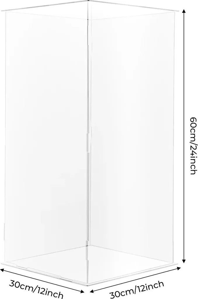 Colonne d'exposition transparente 60cm - Vitrine en plastique pour fêtes
