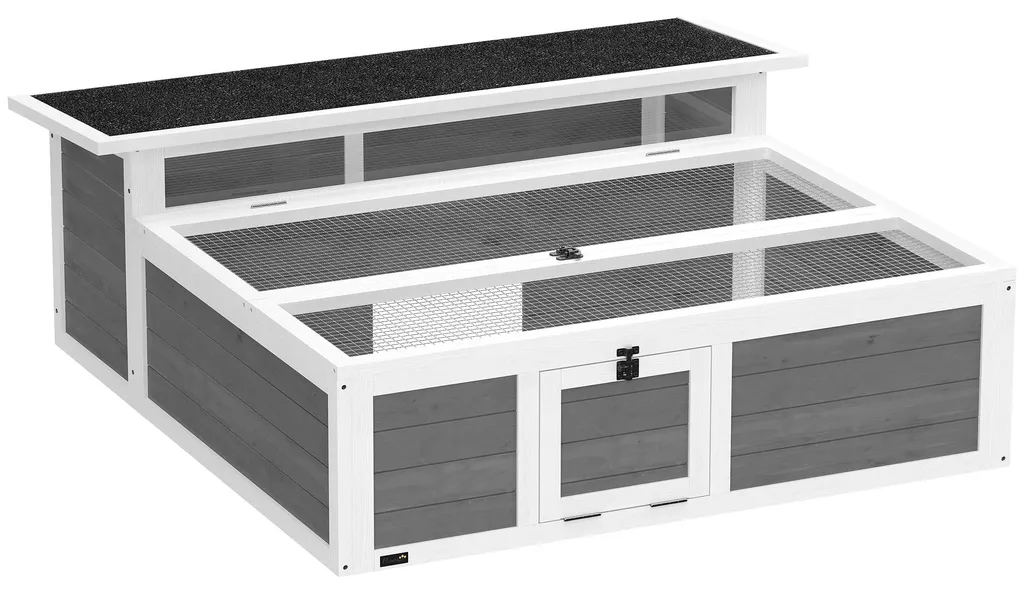 Maison pour tortues avec fenêtres et toit rabattable - Enclos bois 113x106cm