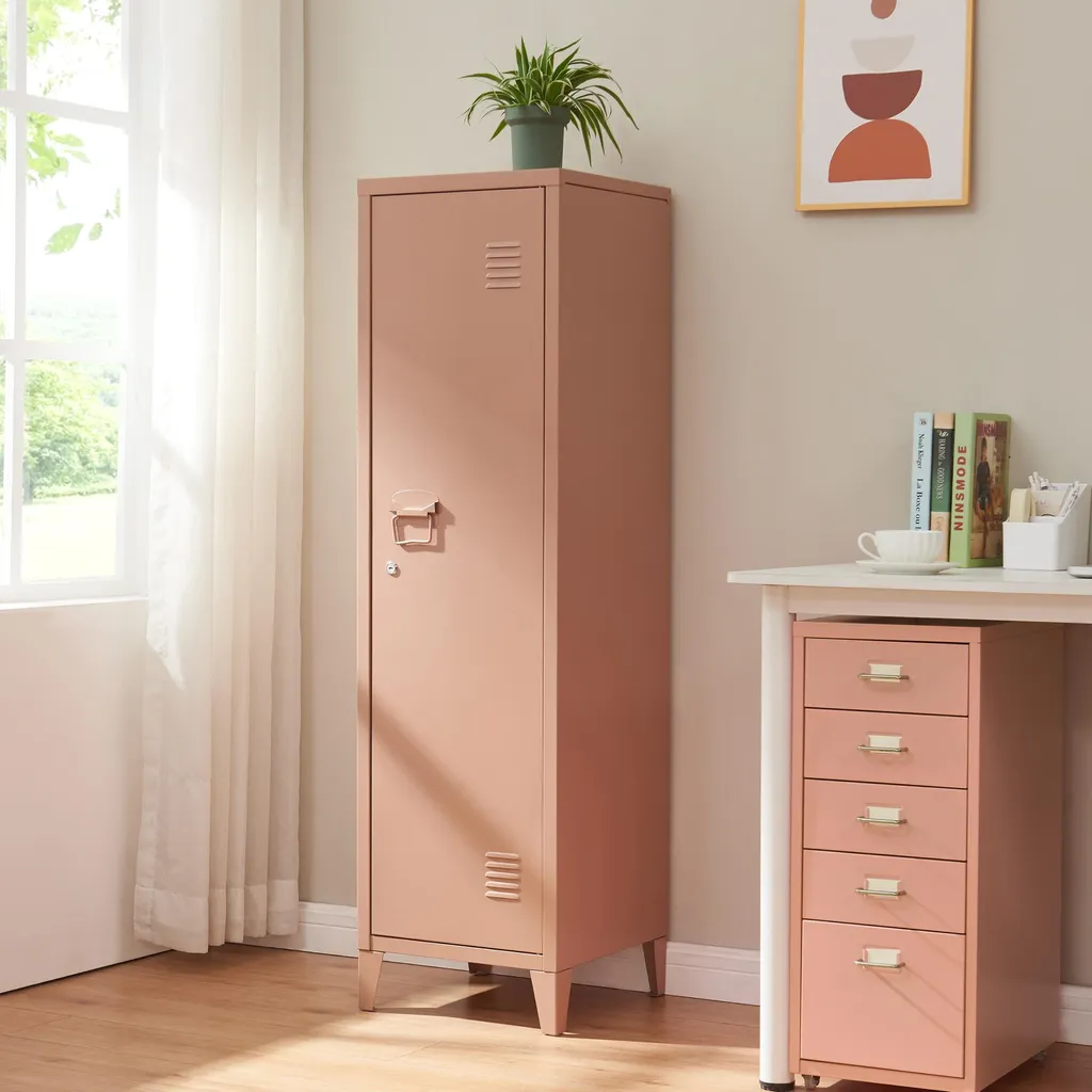 Armoire de rangement métallique Kurikka verrouillable avec 2 étagères