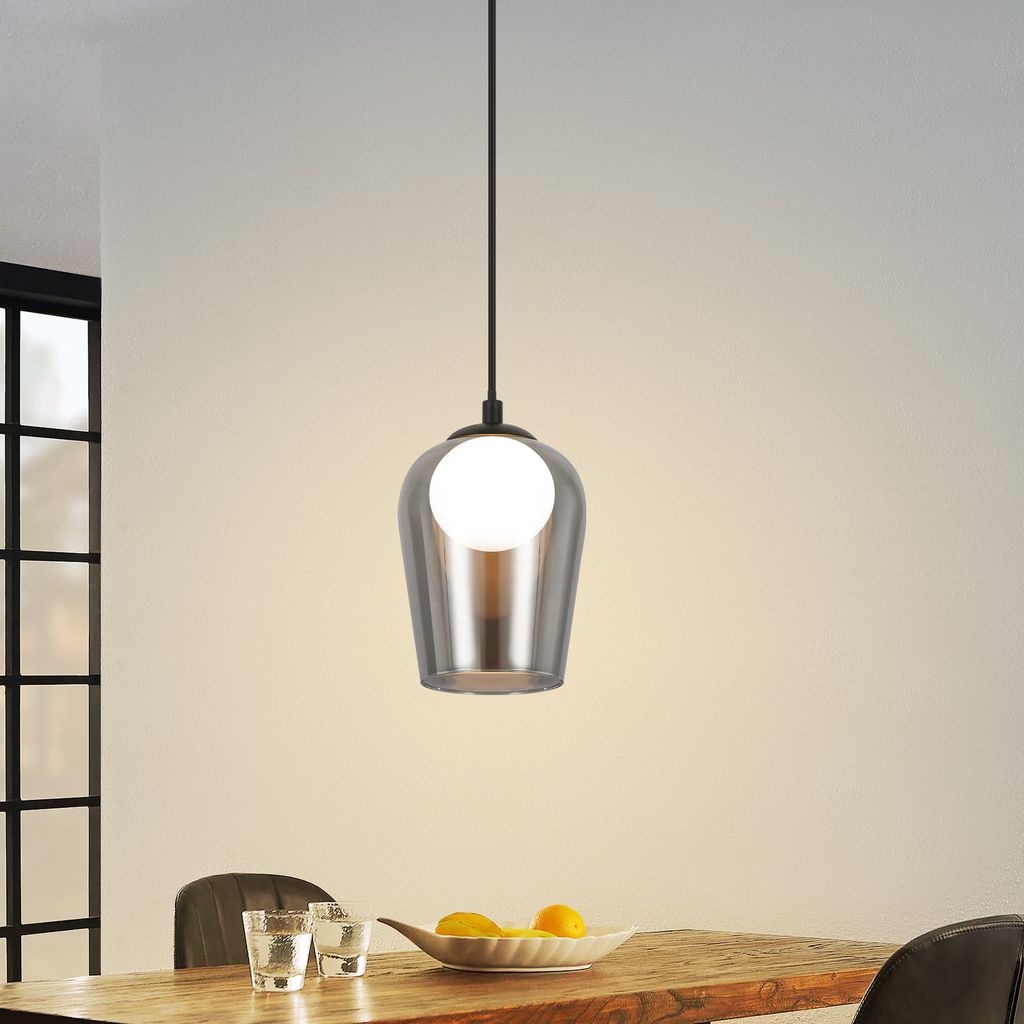 ZMH Vintage Hängelampe Esstisch Pendelleuchte Rauch Grau Esstischlampe Hängend G9 Weinglas Hängeleuchte 1 flammig Esstischlampe Höhenverstellba...
