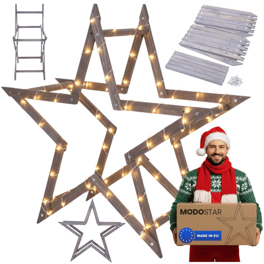 MODO24 3D Weihnachtsstern Holz MODOSTAR, Holzstern, Deko Produktbild 