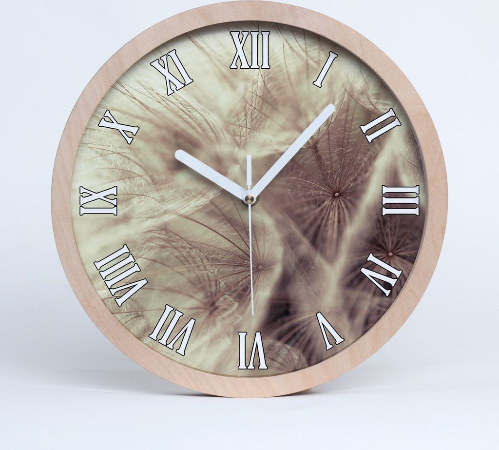 Holzuhr 30fi cm wanduhr - weiße Spitzen - Löwenzahn