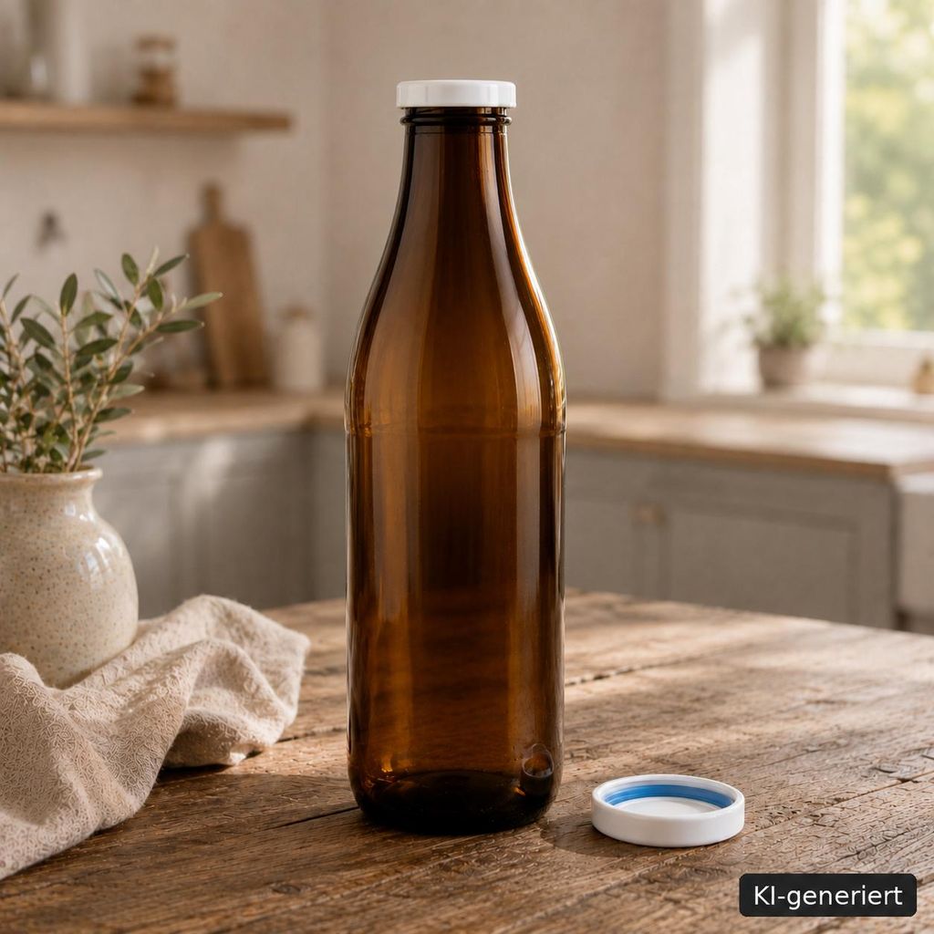 Milchflasche 1 Liter Glasflasche braun mit 9 Flaschen & 18