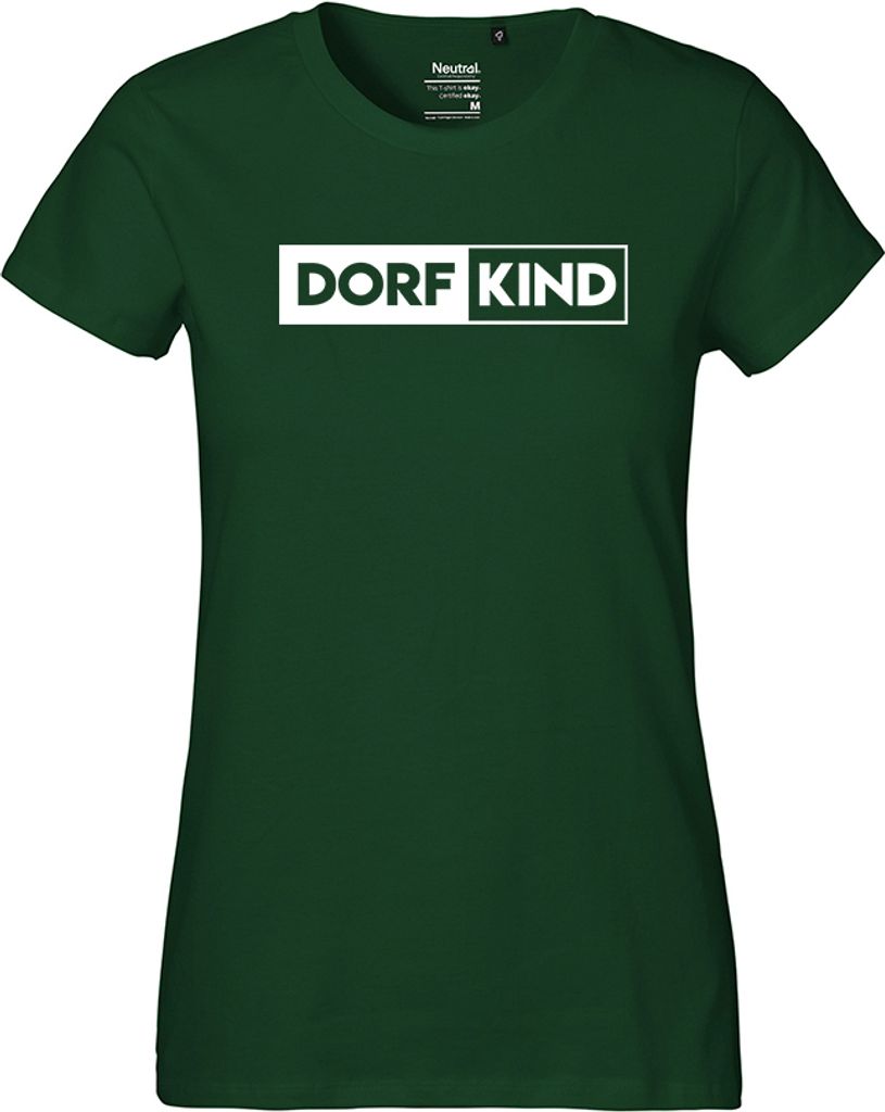 Hellweg Druckerei Damen T-Shirt Dorfkind Modern Geschenk Oberteil Bottle Green Größe XS Bio Baumwolle Fairtrade Dorfkind Modern Präsent