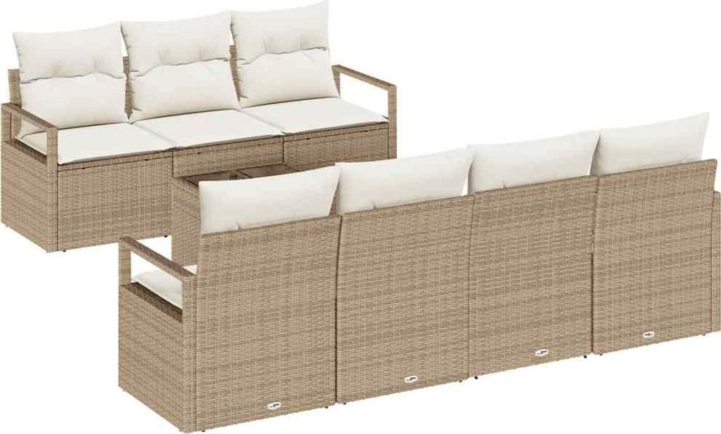 "2026 MODERNE" Garten-Sofa-Set - Balkonmöbel/Loungeset - elegantes Design - mit Kissen mit Speicher 8 pcs Beige und Creme - 55x55x37cm - Gartensof...