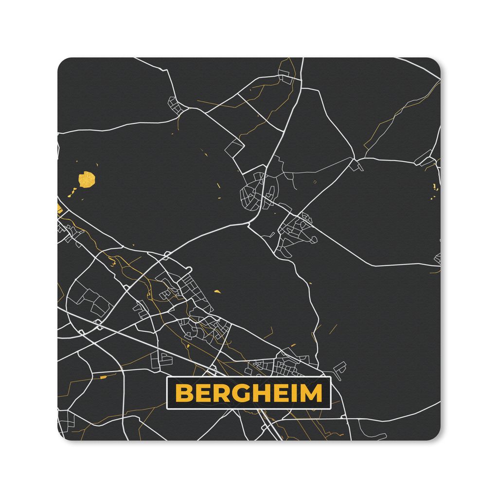 MuchoWow Mauspad Mousepad Deutschland - Schwarz und Gold - Bergheim - Stadtplan - Karte 30x30 cm - Mousepads - Maus Mat - Pad - Mausunterlage - G...