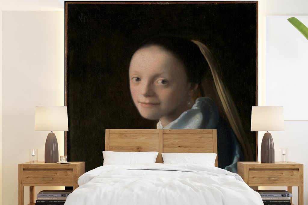 MuchoWow Fototapete für Wohnzimmer oder Schlafzimmer Wandtapete Vinyl Motivtapete Kopf eines Mädchens - Johannes Vermeer - 220x240 cm - Wohnzim...