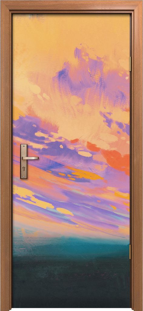Türposter 80x200 cm Türaufkleber Türtapete Türfolie Klebefolie bunte Menschen Himmel Wolken