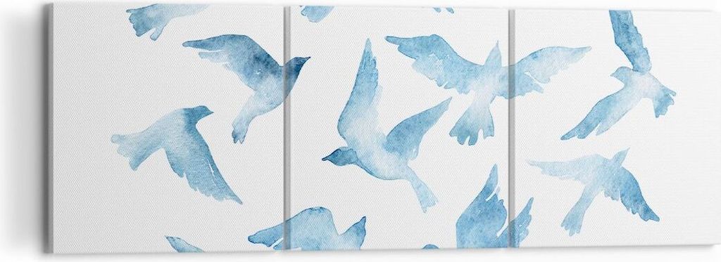 Bild auf Leinwand - Leinwandbild - Vögel digital Wolke Taube - 120x40cm - Wand Bild - Wanddeko - Leinwanddruck - Bilder - Kunstdruck - Wanddekorat...