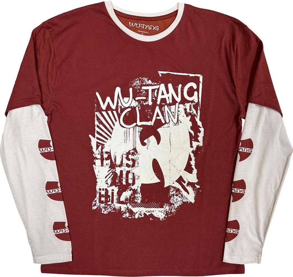 Wu-Tang Clan - T-Shirt für Herren/Damen Uni, Geschichtet, Langärmlig RO14783 (L) (Rot/Weiß)