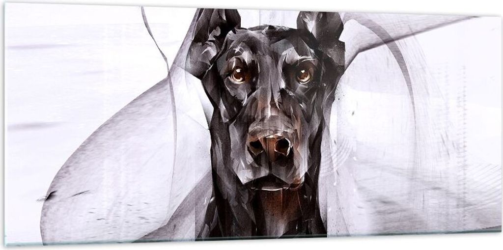 Bilder auf glas - Hund Abstraktion - 120x50cm - Glasbilder - Wandbilder - Kunstdruck - zum Aufhängen bereit - Wanddekoration aus Glas - Glas Bilde...