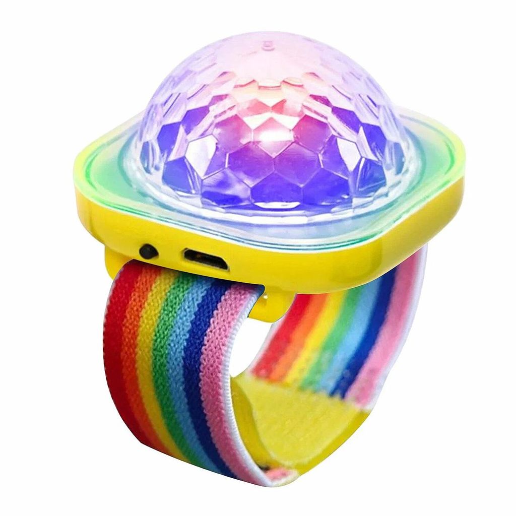 4 Stück Discokugel Armband, musikgesteuerte Mini-Disco-Lichter, USB wiederaufladbar, LED-Projektor mit Saugnapf, Party Sterneffekt
