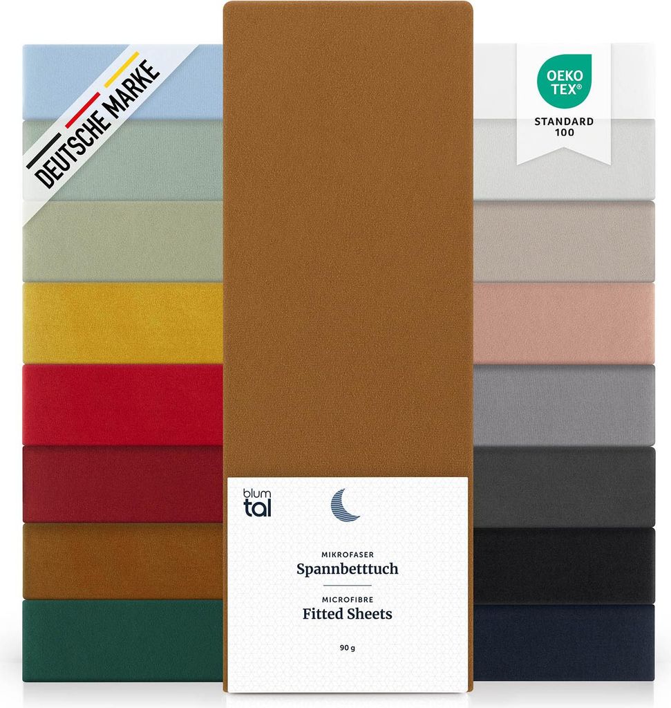 Blumtal Spannbettlaken 180x200cm 2er Set aus Microfaser - Spannleintuch in Pumpkin Spice - Braun