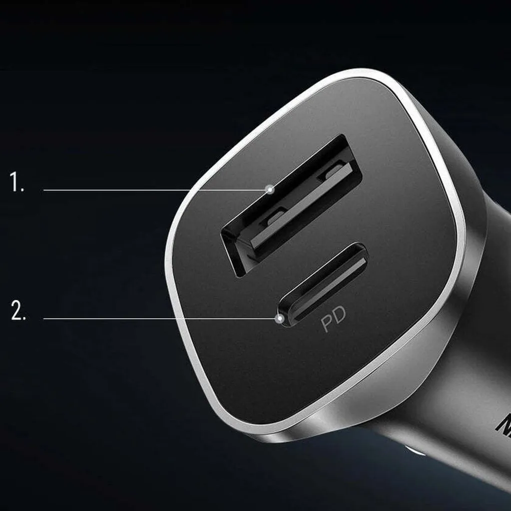 Ugreen 30780 Caricabatterie Auto 24W USB-C PD e USB-A QC 3.0 Grigio - 24