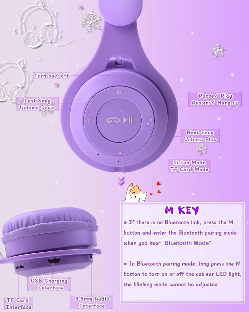Cuffie Gatto Bambini 2 in 1: Sicurezza e Divertimento con Volume Limitato - 3