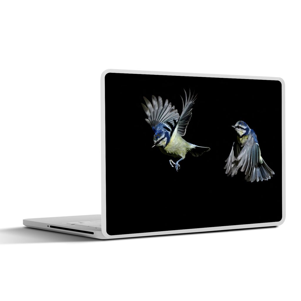 MuchoWow Laptop Aufkleber Sticker Cover Vögel - Federn - Schwarz 25x18 cm - Laptop-Deko