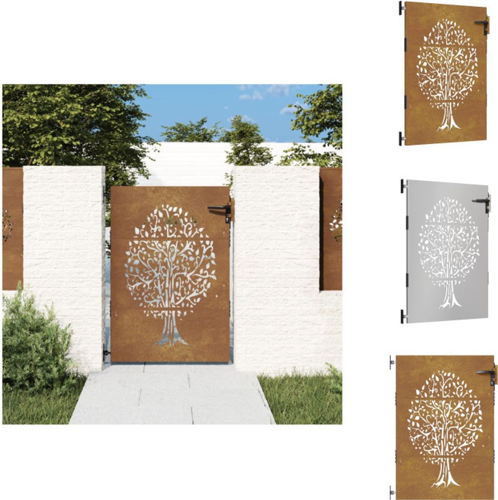 vidaXL Gartentor 85x125 cm Cortenstahl Baum-Design - Gartentore