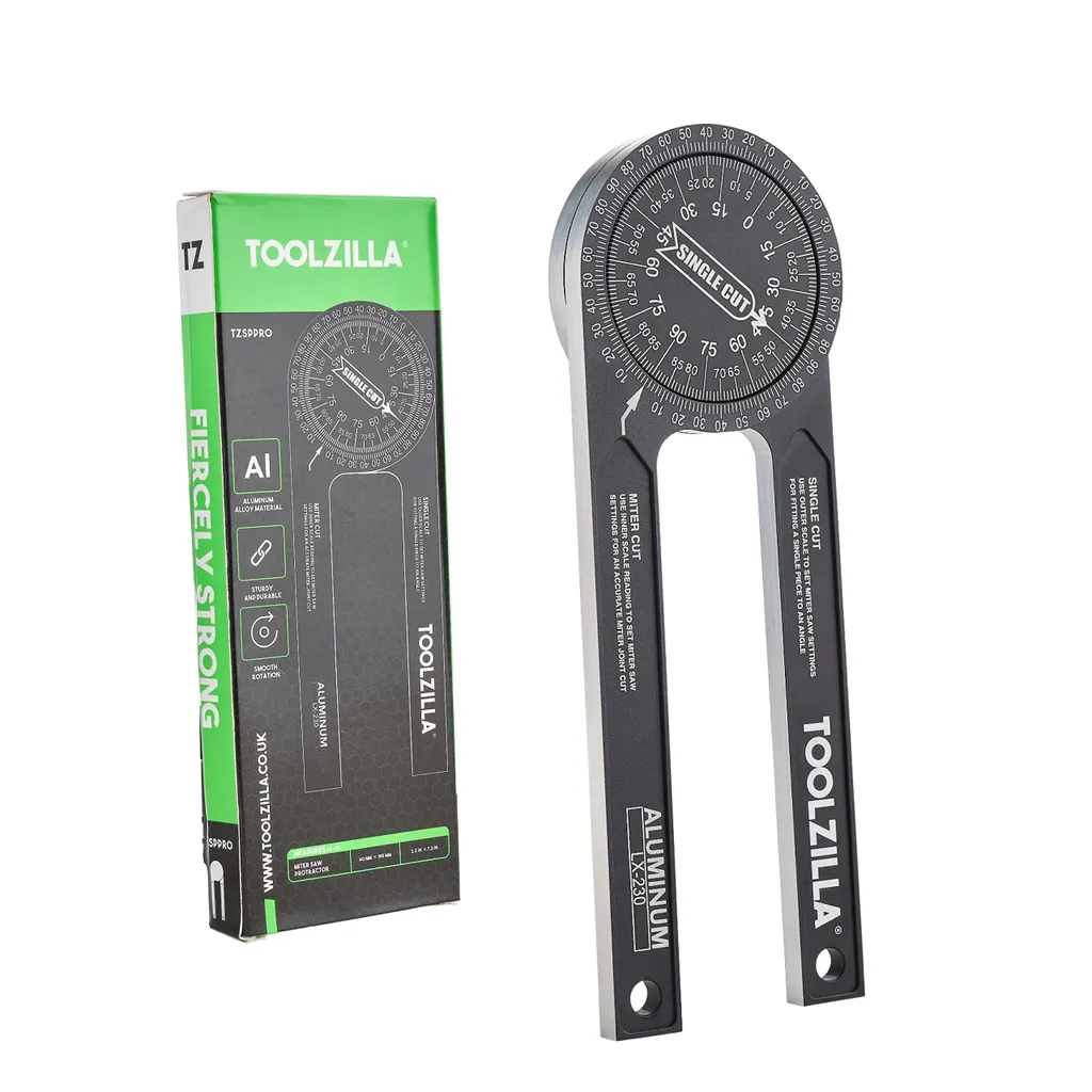 Toolzilla Goniometro da 7 pollici con sega circolare in alluminio – Strumento di misura con diverse funzioni di scala per la lavorazione del legno e del metallo e per tutti i lavori di costruzione