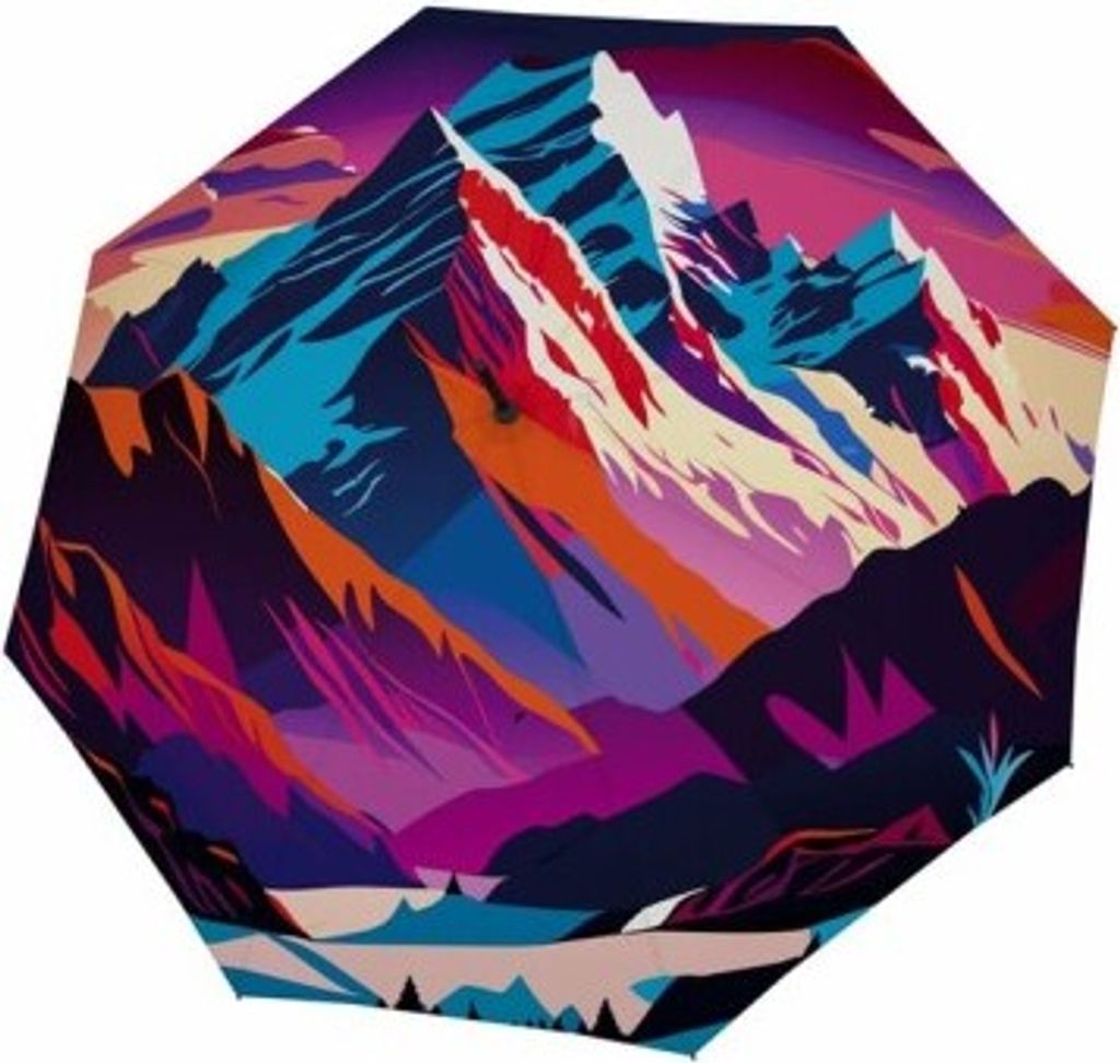 doppler Stockregenschirm Regenschirm Modern.Art Long Automatic Mountain bunt