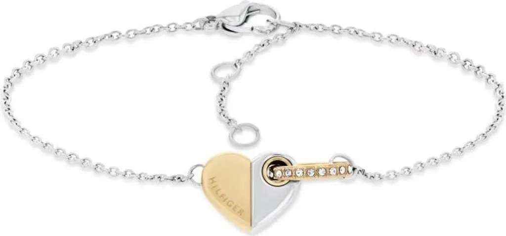 Bracelet cœur bicolore en acier inoxydable brillant pour femme 2780880
