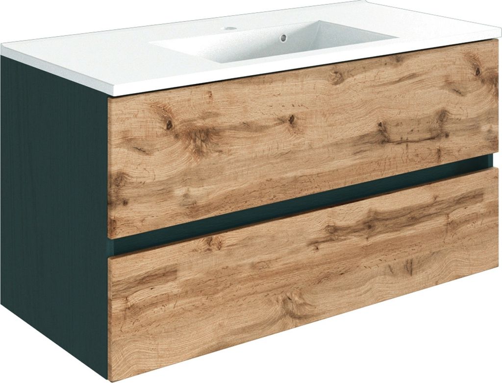 Waschtischkombination - Wotan Eiche Nachbildung - Graphit Nachbildung - 100 x 47 cm