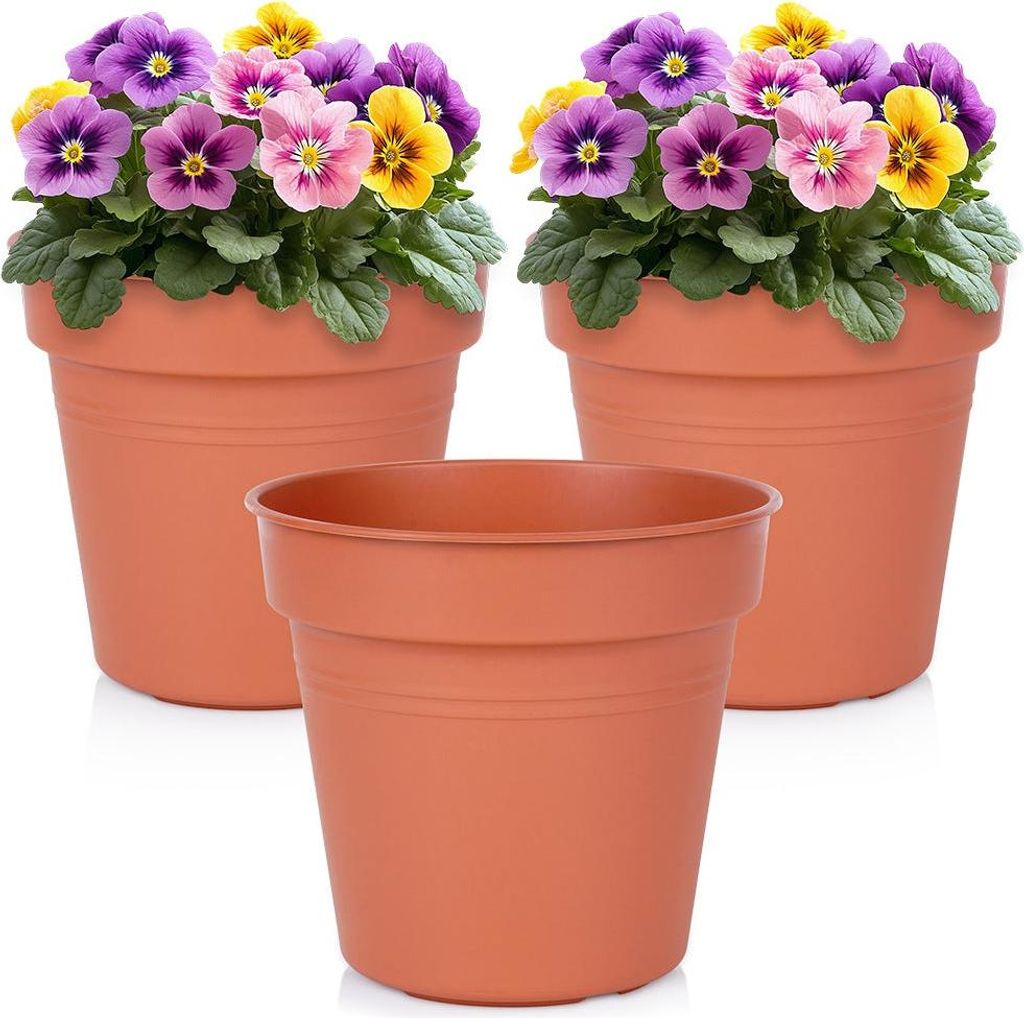 Runder Gartentopf aus Kunststoff 17 cm 3 Stk.