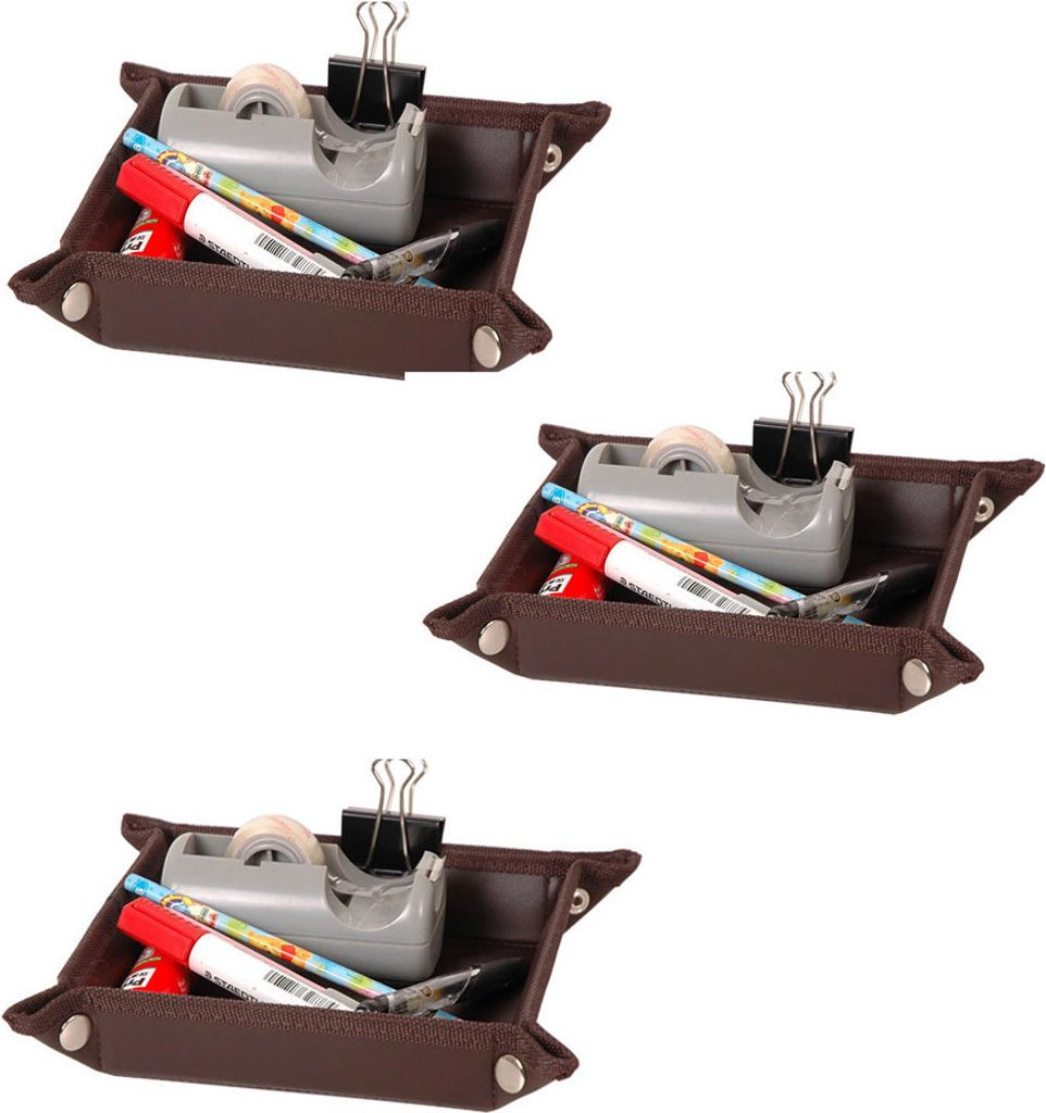 Kunstlederbox Utensilio 3er SET Büro Taschenleerer Aufbewahrungsbox Geschenk Sammler Ordnungsbox