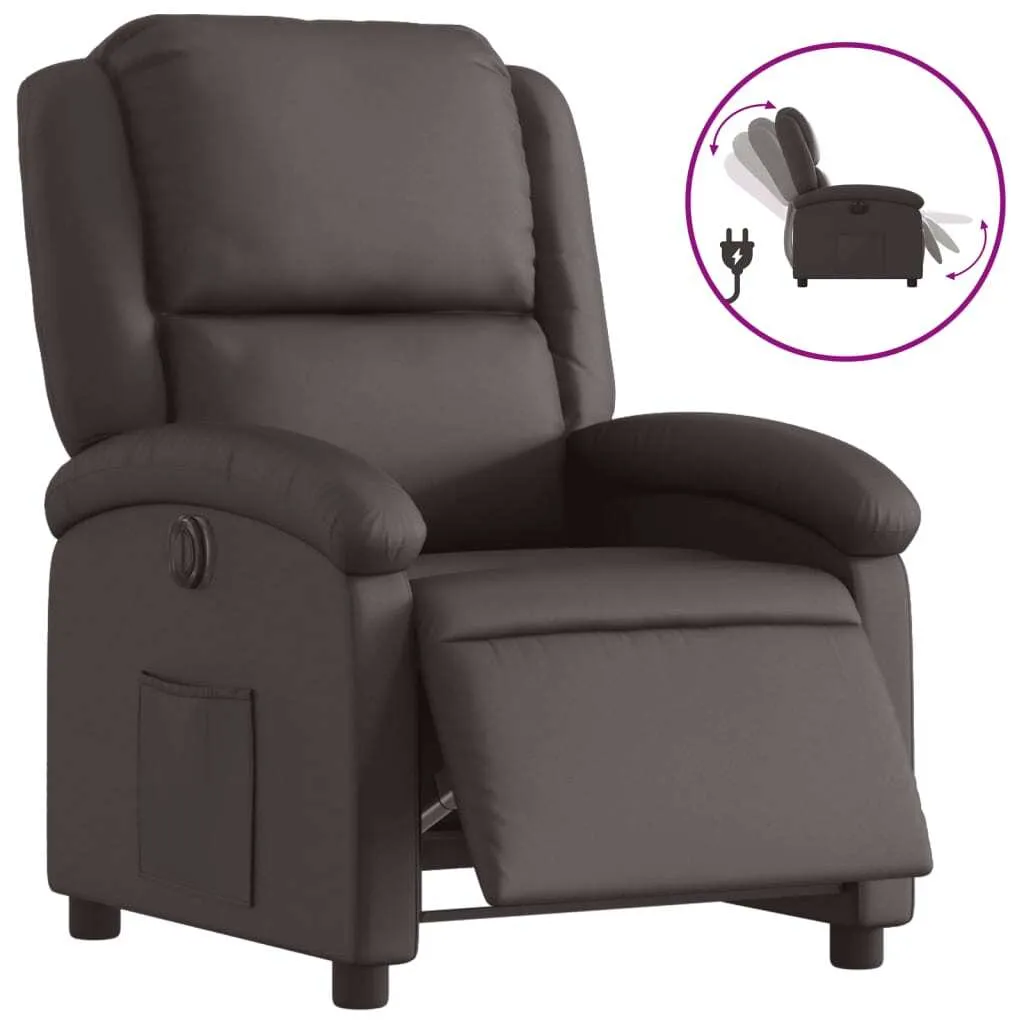 Fauteuil Relax Électrique Cuir Marron Foncé pour Soulager le Dos