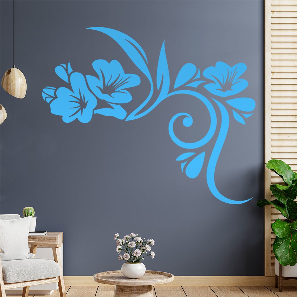 Blumen - Linien Wandtattoo in 6 Größen - Wandaufkleber Wall Sticker - Dekoration, Küche, Wohnzimmer, Schlafzimmer, Badezimmer
