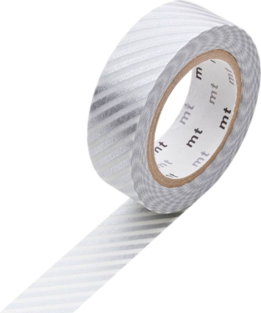 Dekoratives Klebeband gestreift silber - 1,5 cm x 7 m