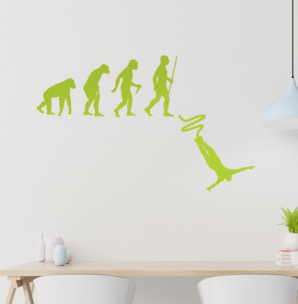 Bungeespringen Evolution Wandtattoo Wandaufkleber Wall Sticker - Dekoration, Küche, Wohnzimmer, Schlafzimmer, Badezimmer