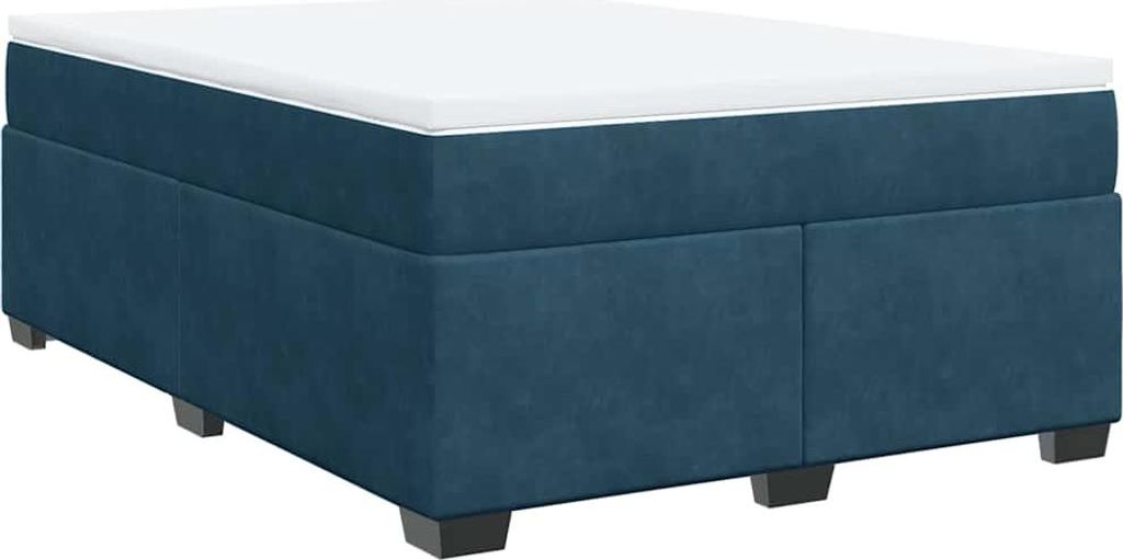 vidaXL Boxspringbett mit Matratze Dunkelblau 140x200 cm Samt