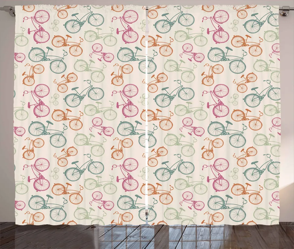 Tenda Design Vintage ABAKUHAUS Bicicletta Colorata 280x175 cm