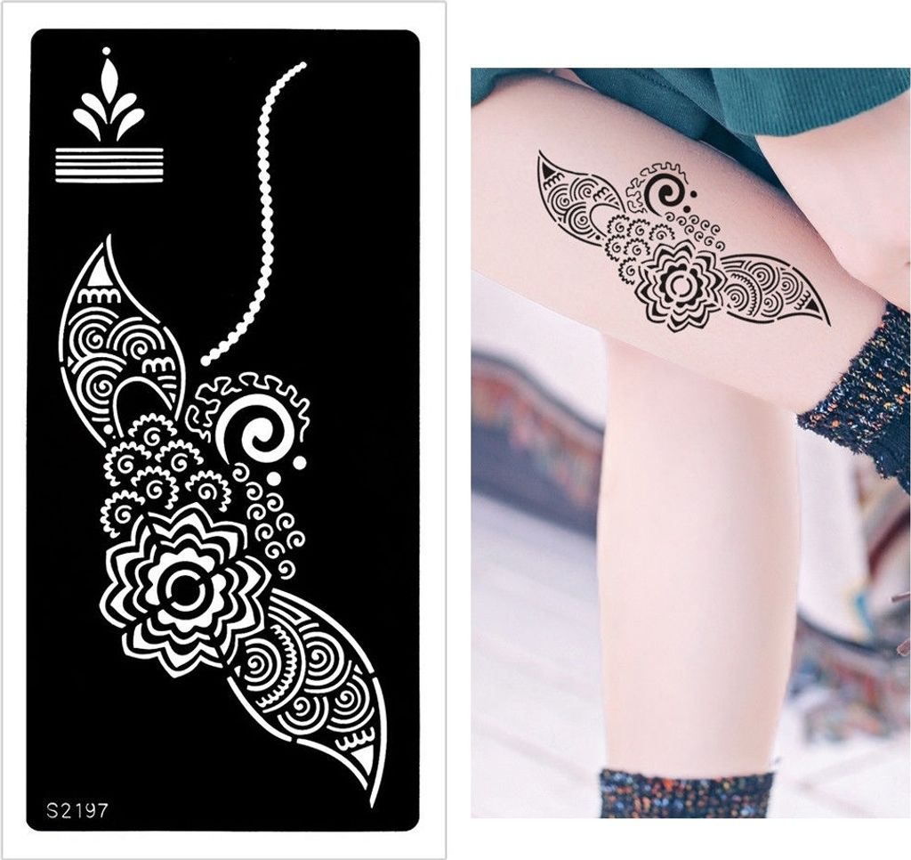 Henna Tattoo Schablone Airbrush Stencil Blume Ornamente