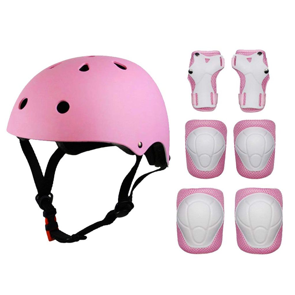 7er für Kinder Schutzausrüstung mit Helm Inliner Knie-Schoner Protektoren-Set 