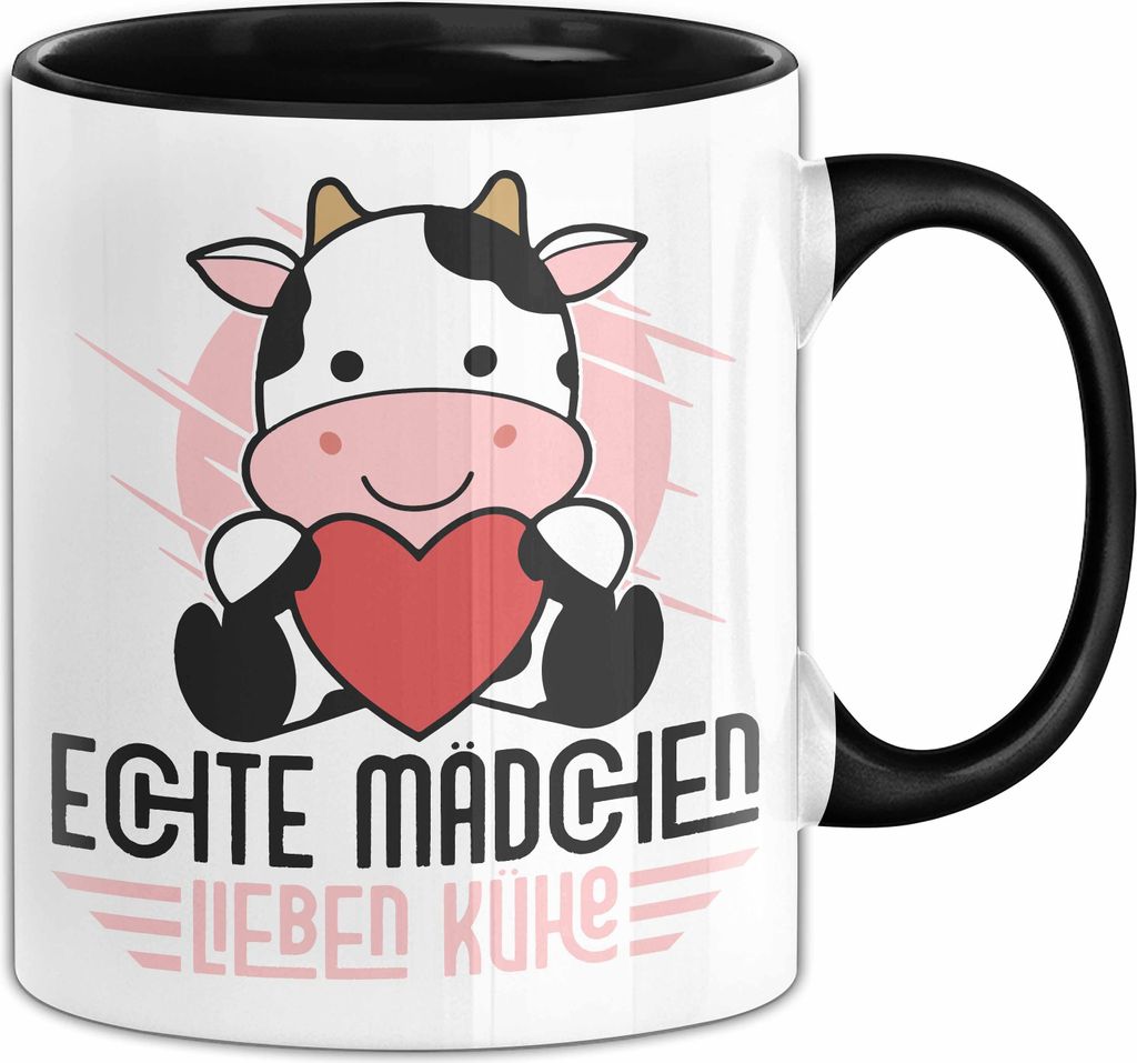 Kuh Geschenk Tasse Mädchen Echte Mädchen Lieben Kühe (Schwarz)