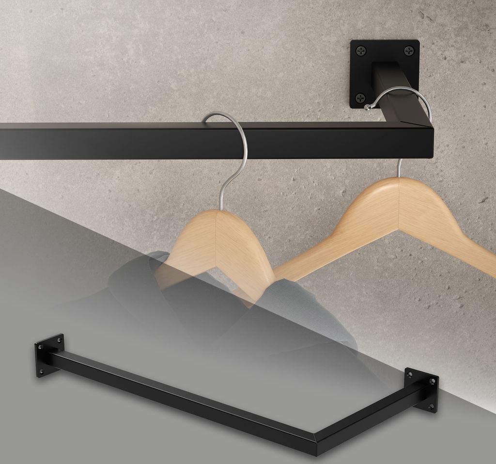 ML-Design rohový věšák na zeď, 30x60 cm, černý, z oceli, Obrázek produktu 