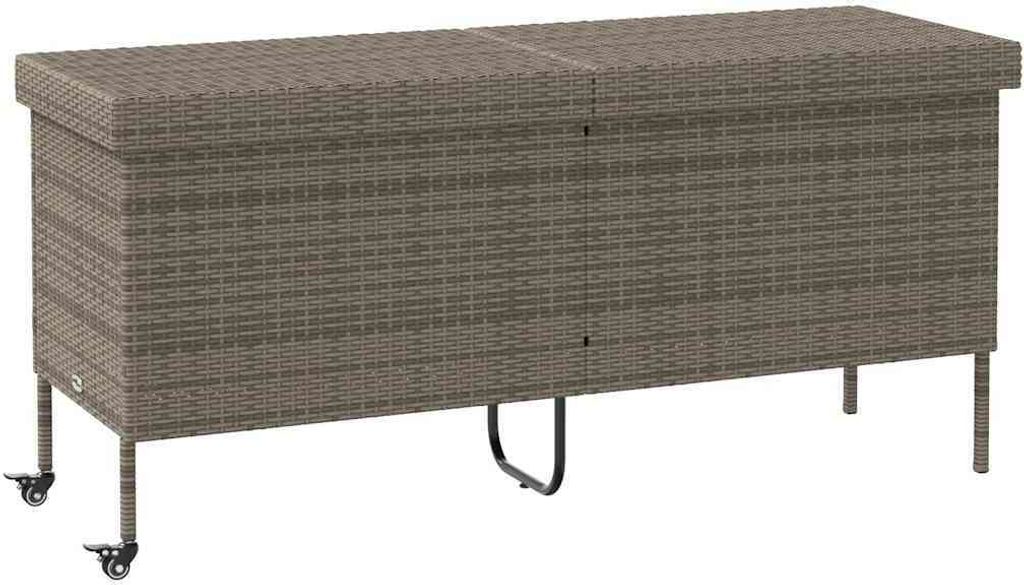 (Robust Möbel)Aufbewahrungstruhe/Gartenbox - Gartentruhe elegantes Design - mit Rollen Grau 160x55x75cm Poly Rattan - Gartenboxen DEMöbel407636