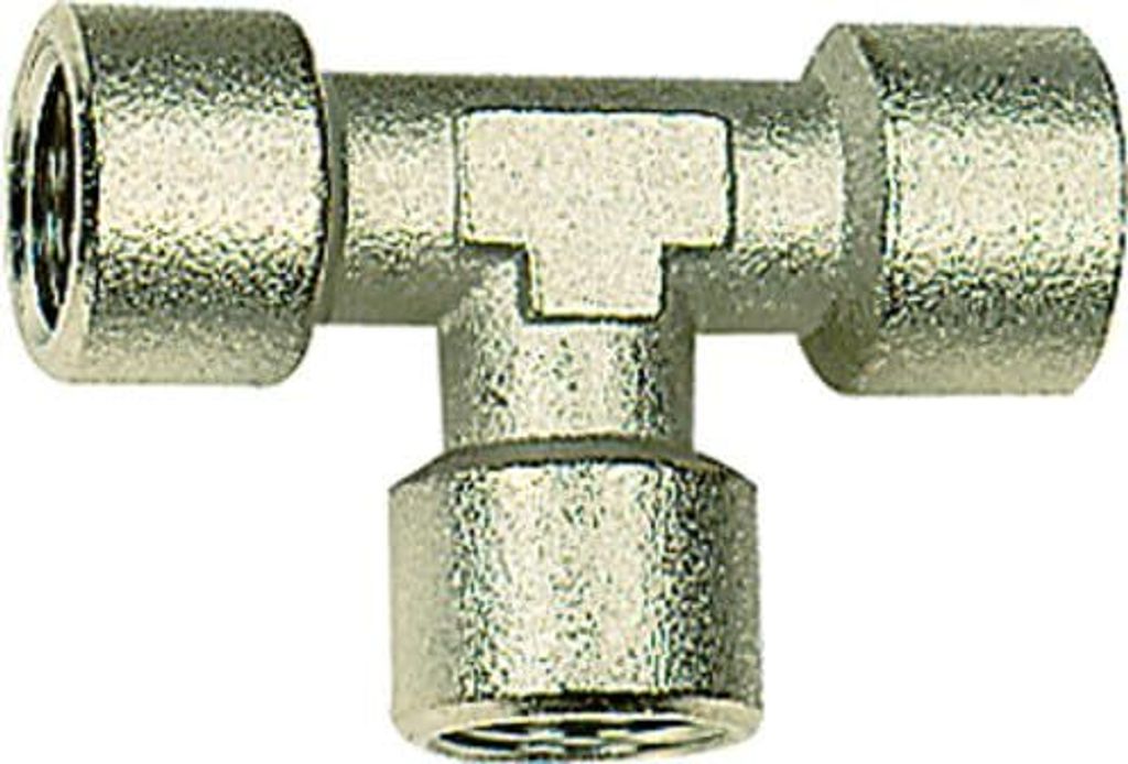 Riegler T-Stück, innen/innen/innen, G 3/4, SW 25, Messing vernickelt