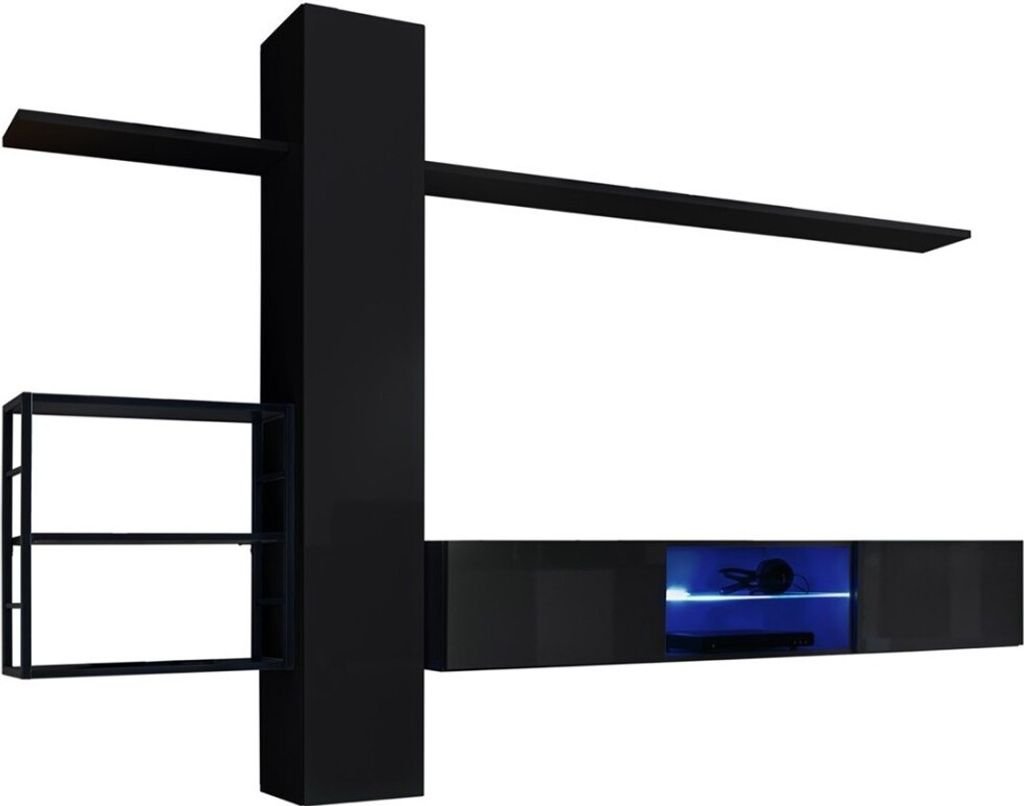 Meublorama AM-SWITCH M5-ZZ SW M5*6C/74KG, 8 Regale, 3 Tür(en), Schwarz, Mitteldichte Faserplatte (MDF), 400 mm, 2700 mm