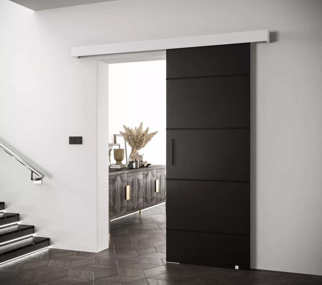 Schiebetür mit schwarzem Griff SALOME 4 - 70 cm, schwarz/weiß