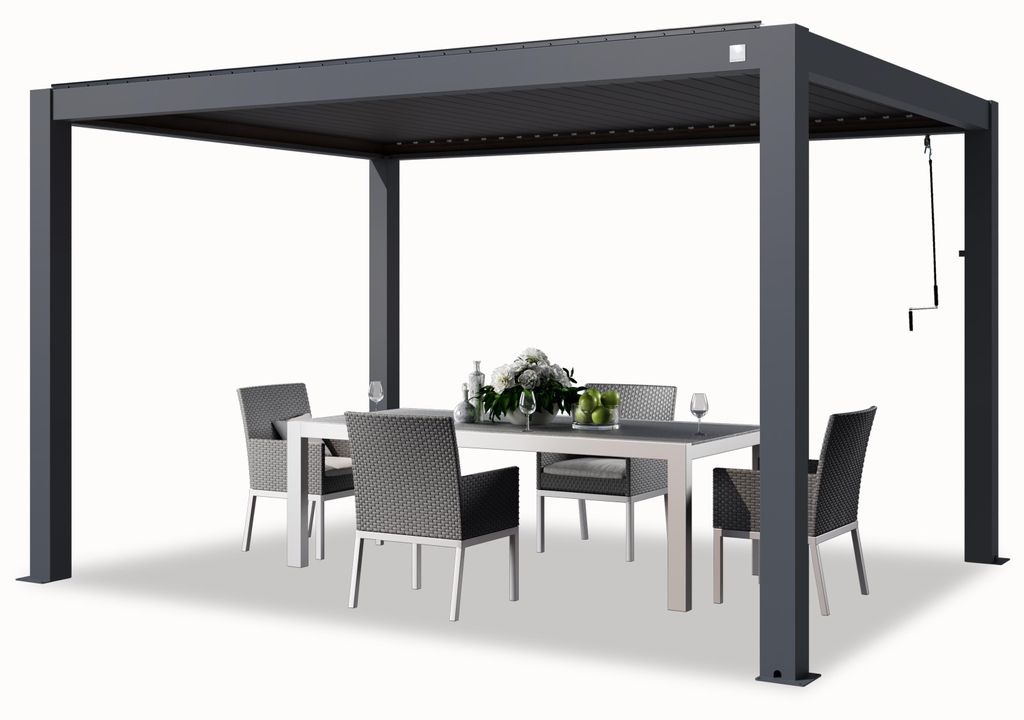 PRIMEYARD Pergola 3x4 m słupy aluminium z dachem z Zdjęcie produktu 