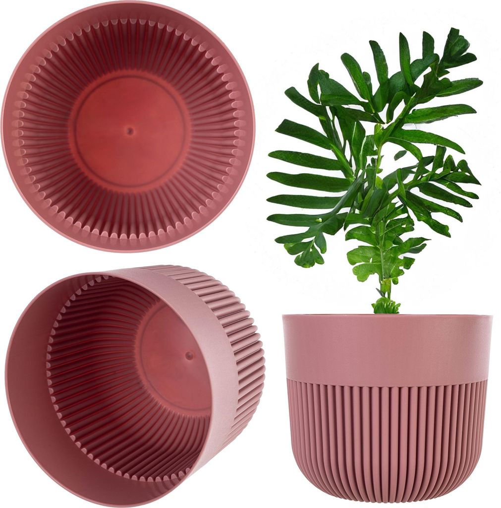 KADAX Blumentopf Ø 11 cm, Blumenübertopf mit gerillter Struktur für Innen- und Außenbereich, Pflanzentopf aus Kunststoff, Übertopf für Zimmer...