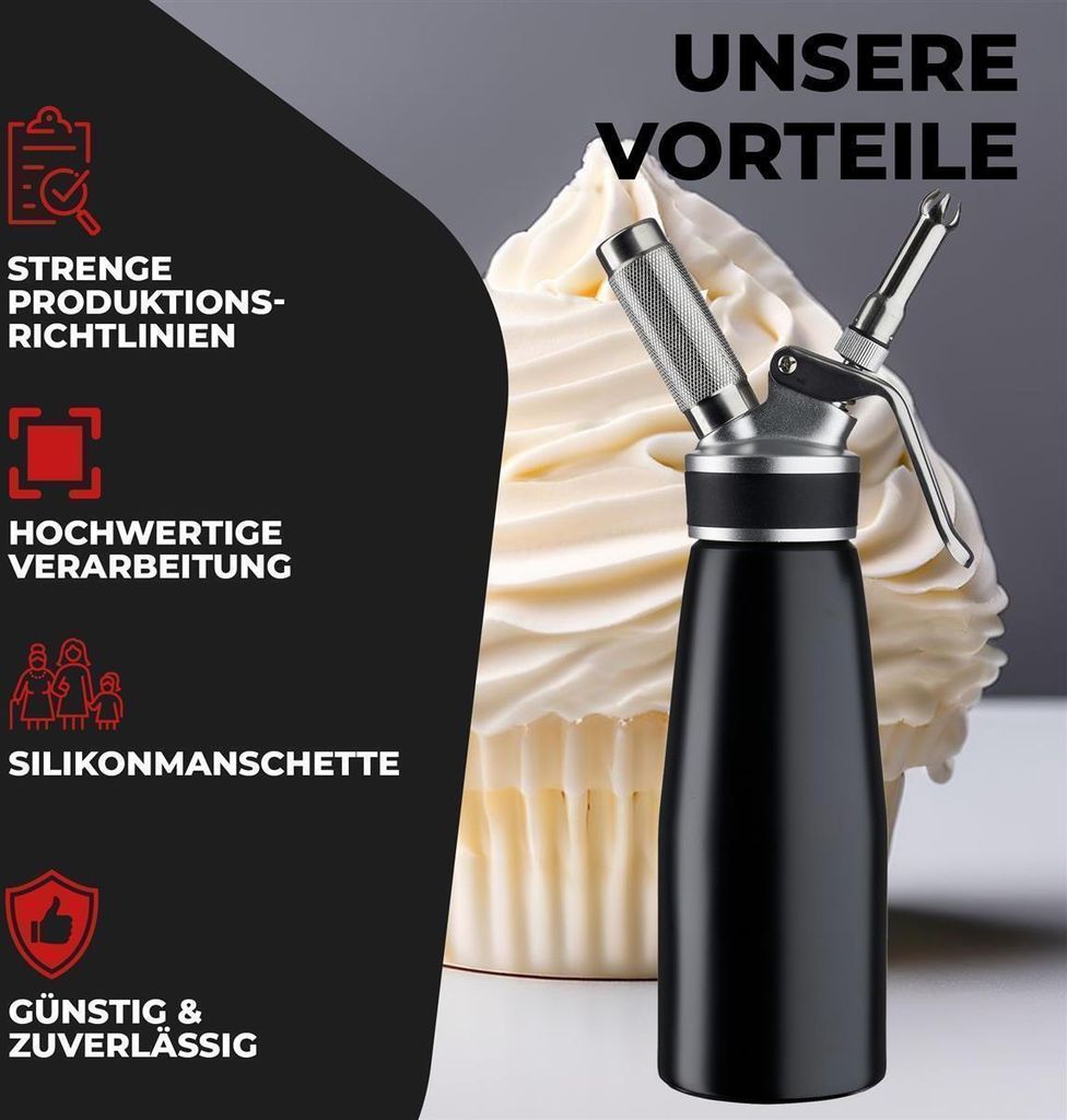NEMT Sahnespender 0,5 L Sahnesiphon weiß + 20 Sahnekapseln Produktbild 4