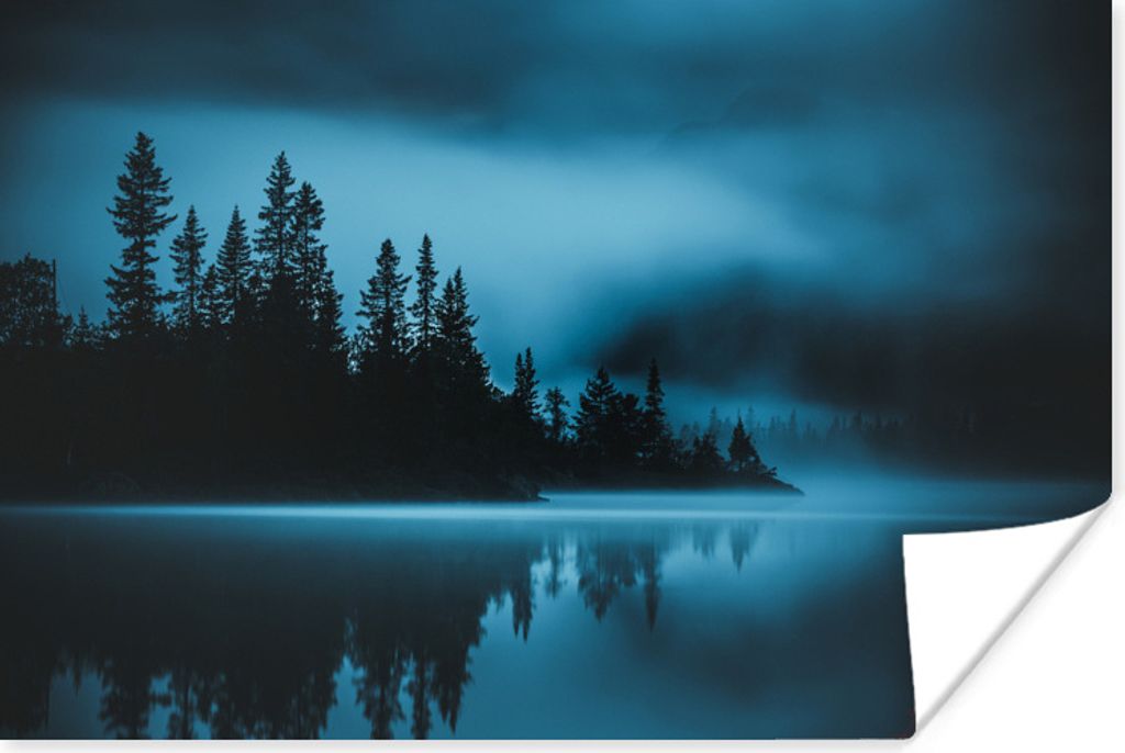 MuchoWow Poster Wald - Nebel - Wasser 60x40 cm - Schlafzimmerdekoration
