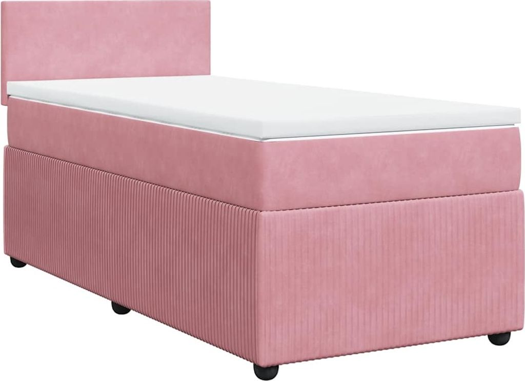 vidaXL Boxspringbett mit Matratze Rosa 100x200 cm Samt
