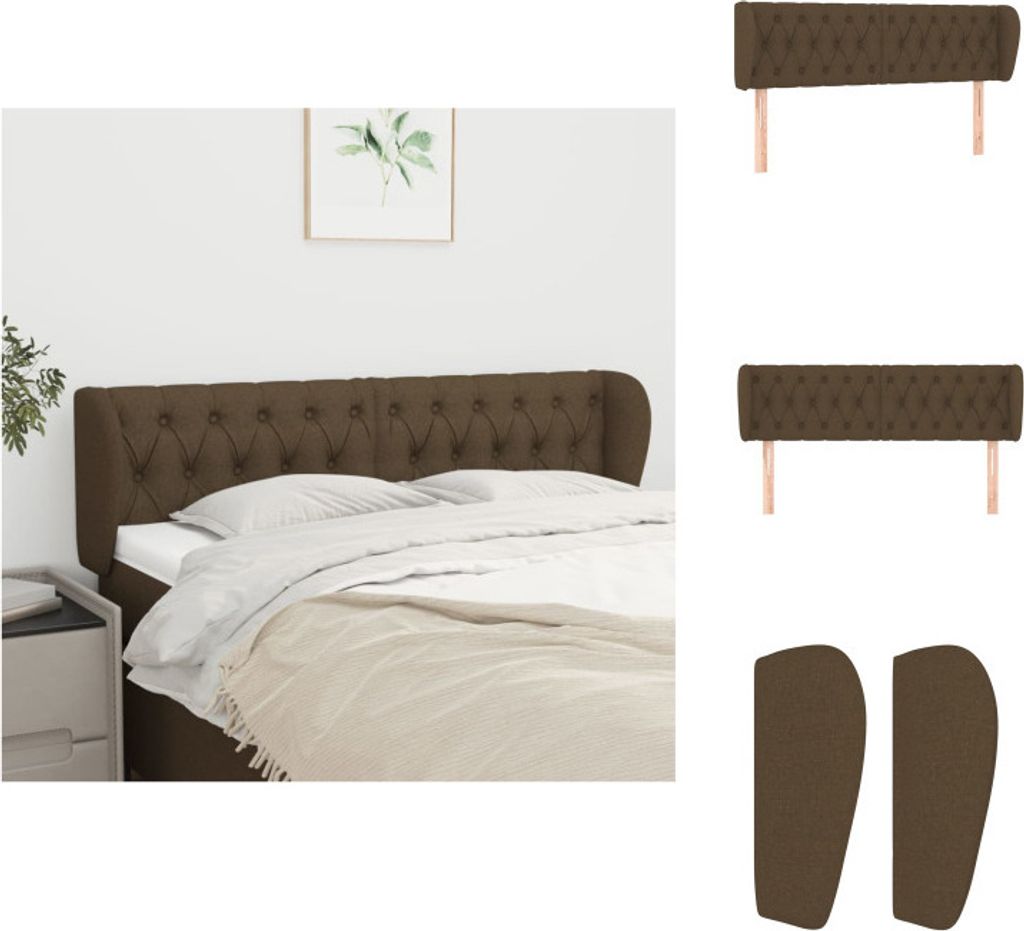vidaXL Kopfteil mit Ohren Dunkelbraun 163x23x78/88 cm Stoff - Kopf- & Fußenden