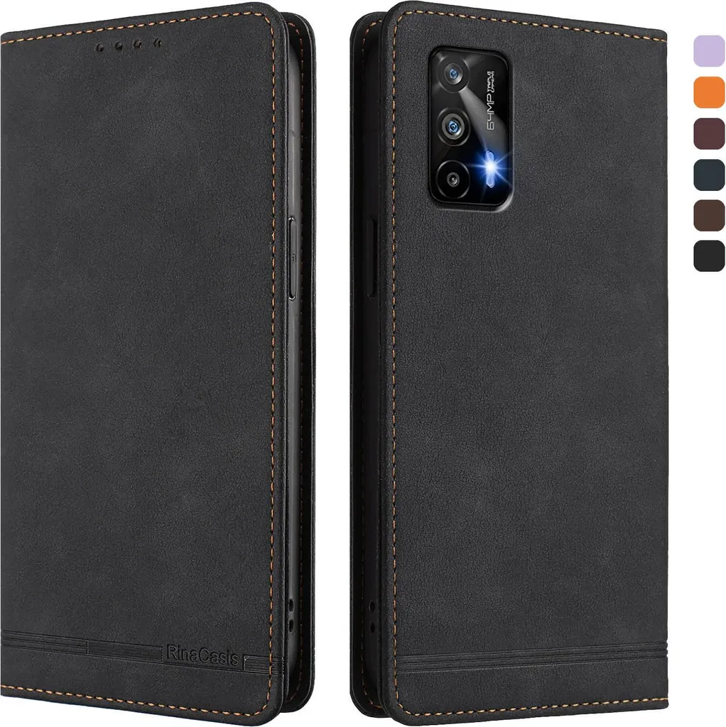 Custodia Professionale Realme GT 5G Flip Nero - Finto Cuoio Premium