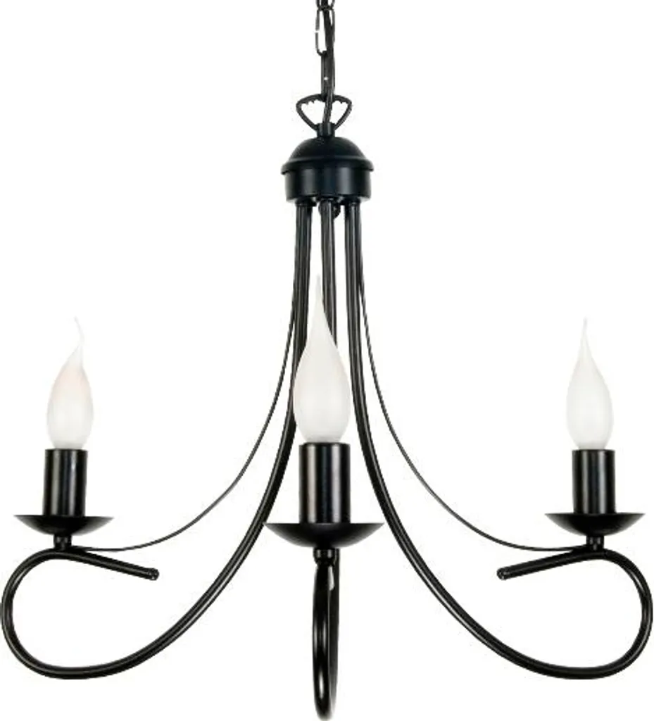 Lustre suspension bougeoir noir style fer forgé moderne MAGMA 13-932